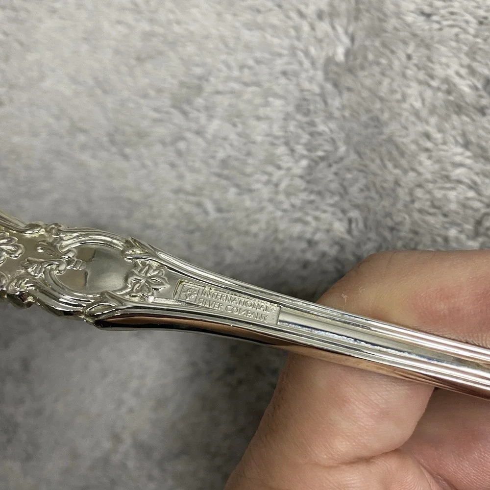 International Silver Company Silver pPlated Large Serving Pierced Slotted Spoon